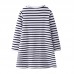 【18M-9Y】Sweet Embroidery Black And White Striped Long Sleeve Knitted Dress - 33261