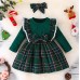 【3M-7Y】2-piece Girls Sweet Plaid Long Sleeve Dress With Hairband - 33255