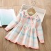 【18M-6Y】Girls Sweet Bow Colorful Plaid Lapel Sweater Dress