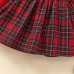 【3M-7Y】2-piece Girls Sweet Plaid Long Sleeve Dress With Hairband - 33255