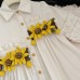 【18M-8Y】Girls Sunflower And Ruffle Design White Shirt Dress