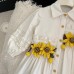 【18M-8Y】Girls Sunflower And Ruffle Design White Shirt Dress