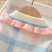 【18M-6Y】Girls Sweet Bow Colorful Plaid Lapel Sweater Dress