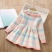 【18M-6Y】Girls Sweet Bow Colorful Plaid Lapel Sweater Dress