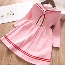 【3Y-13Y】Girls Fashion Lapel Long Sleeve Sweater Dress