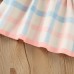 【18M-6Y】Girls Sweet Bow Colorful Plaid Lapel Sweater Dress