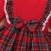 【3M-7Y】2-piece Girls Sweet Plaid Long Sleeve Dress With Hairband - 33255