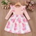 【2Y-7Y】Girl Sweet Floral Print Ruffled Long Sleeve Dress