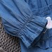 【2Y-8Y】2-piece Girl Sweet Washed Denim Ruffle Cartoon Embroidery Long Sleeve Dress