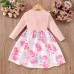 【2Y-7Y】Girl Sweet Floral Print Ruffled Long Sleeve Dress