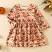 【9M-4Y】Girl Cute Thanksgiving Cartoon Pumpkin Print Long Sleeve Dress