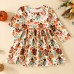 【9M-4Y】Girl Cute Thanksgiving Cartoon Pumpkin Print Long Sleeve Dress