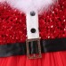 【12M-5Y】Girl Christmas Fur Collar Red Sequins Stitching Layered Tulle Colorblock Long-sleeved Princess Dress