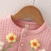 【12M-4Y】Girls Thick Applique Mesh Long Sleeve Dress