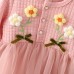 【12M-4Y】Girls Thick Applique Mesh Long Sleeve Dress