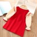 【18M-7Y】Girls Bow Long Sleeve Sweater Dress - 33256