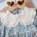 【2Y-7Y】Girls Blue Floral Lapel Long Sleeve Dress