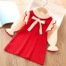 【18M-7Y】Girls Bow Long Sleeve Sweater Dress - 33256