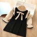 【18M-7Y】Girls Bow Long Sleeve Sweater Dress - 33256