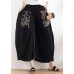 New linen black patch women's loose plus size nine-point pants