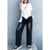 Summer high waist thin big pants women black butterfly pattern Harlan casual trousers