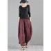 Stylish Red Print Linen Casual Harem  Pants Summer