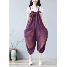 Bohemian Purple Hole Patchwork Fall Cotton Romper