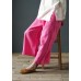 Original design cotton and linen pants retro elastic waist wide-leg pants