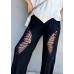 Summer high waist thin big pants women black butterfly pattern Harlan casual trousers