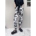 Handmade White High Waist Summer Cotton Print Pants