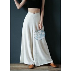 Cotton trousers literary loose loose elastic waist wide leg pants