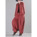 Chic Red Cotton Linen Radish trousers Pants Summer