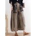 2021 summer original design linen nude patch retro wide-leg pants