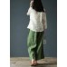 Original design cotton and linen pants retro elastic waist wide-leg pants