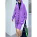 Women's autumn plus size fashion knitted cardigan shorts purple two-piece