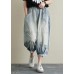 Summer new cropped denim bloomers women loose large size blue harem pants