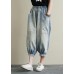 Summer new cropped denim bloomers women loose large size blue harem pants