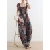 Style Red Print Cinched Summer Jumpsuit